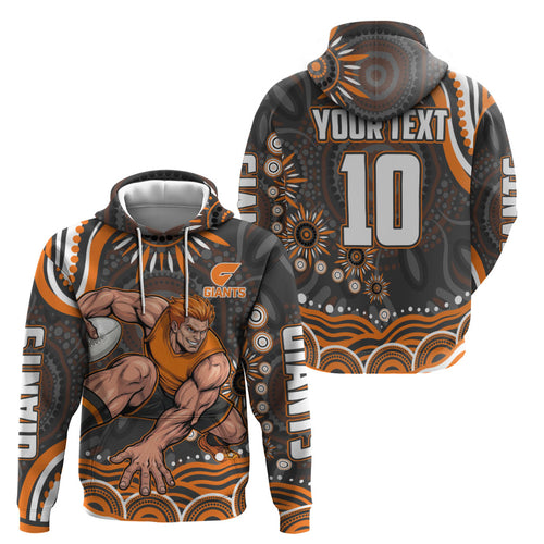 Personalized GWS Giants Rugby Zip Hoodie Aboriginal Dot Art - Dreamtime Football Mascot