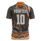 Personalized GWS Giants Rugby Zipper Polo Shirt Aboriginal Dot Art - Dreamtime Football Mascot