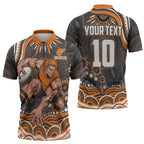 Personalized GWS Giants Rugby Zipper Polo Shirt Aboriginal Dot Art - Dreamtime Football Mascot