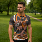 Personalized GWS Giants Rugby Zipper Polo Shirt Aboriginal Dot Art - Dreamtime Football Mascot