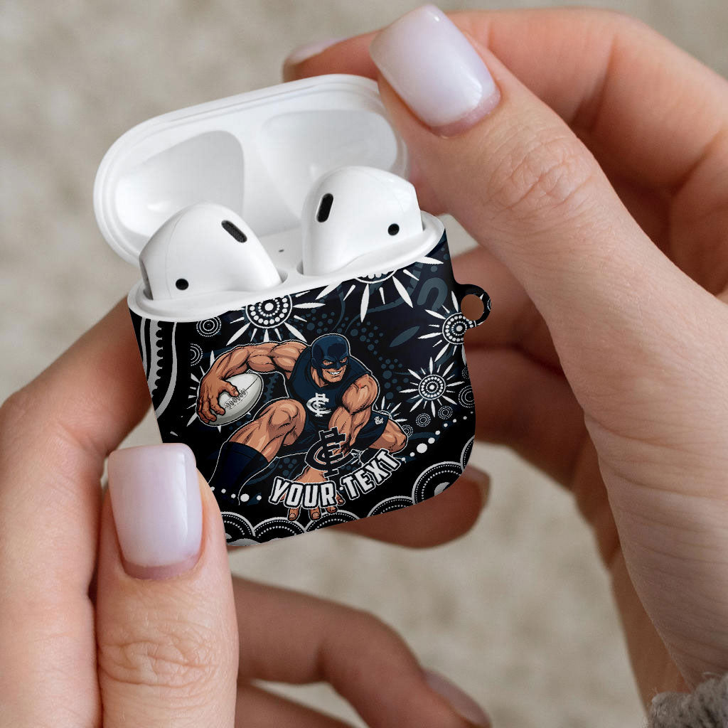 Personalized Carlton Blues Rugby AirPods Case Aboriginal Dot Art - Dreamtime Football Mascot