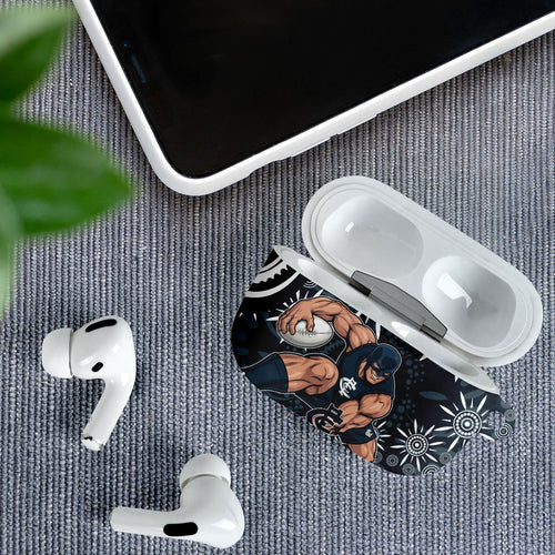 Personalized Carlton Blues Rugby AirPods Case Aboriginal Dot Art - Dreamtime Football Mascot