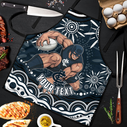 Personalized Carlton Blues Rugby Apron Aboriginal Dot Art - Dreamtime Football Mascot