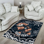 Personalized Carlton Blues Rugby Area Rug Aboriginal Dot Art - Dreamtime Football Mascot