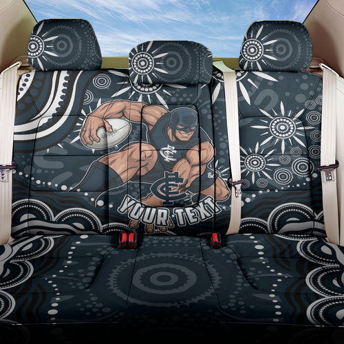 Personalized Carlton Blues Rugby Back Car Seat Cover Aboriginal Dot Art - Dreamtime Football Mascot