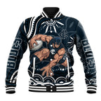 Personalized Carlton Blues Rugby Baseball Jacket Aboriginal Dot Art - Dreamtime Football Mascot