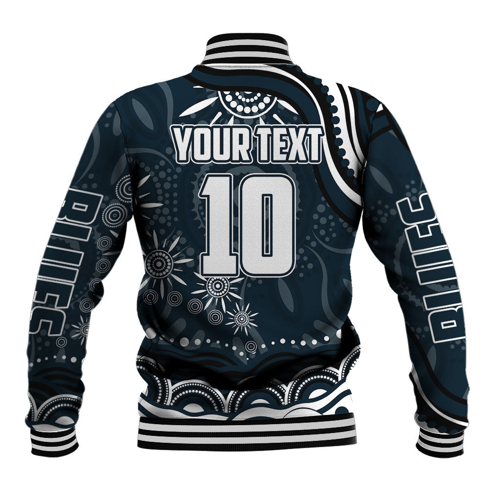 Personalized Carlton Blues Rugby Baseball Jacket Aboriginal Dot Art - Dreamtime Football Mascot