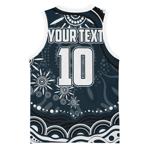 Personalized Carlton Blues Rugby Basketball Jersey Aboriginal Dot Art - Dreamtime Football Mascot