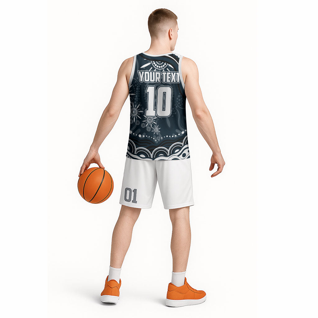 Personalized Carlton Blues Rugby Basketball Jersey Aboriginal Dot Art - Dreamtime Football Mascot