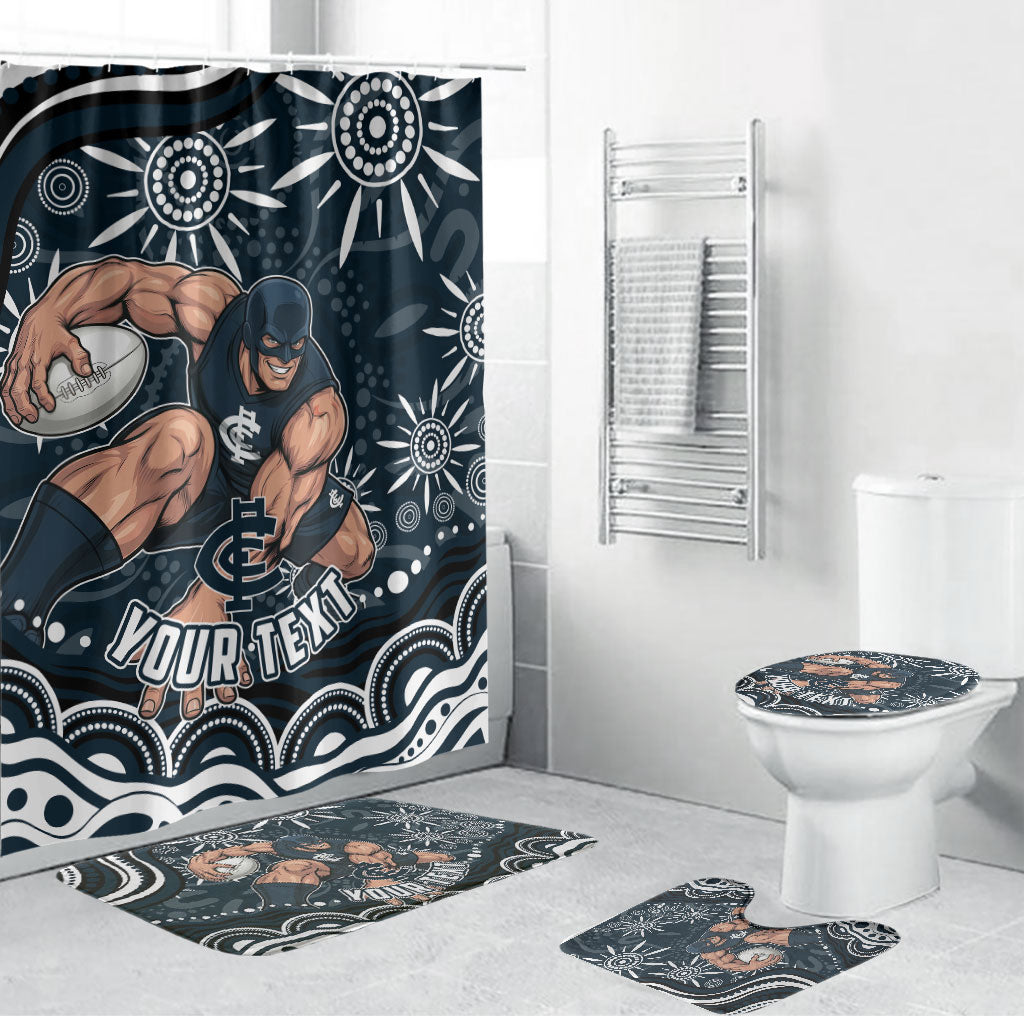 Personalized Carlton Blues Rugby Bathroom Set Aboriginal Dot Art - Dreamtime Football Mascot