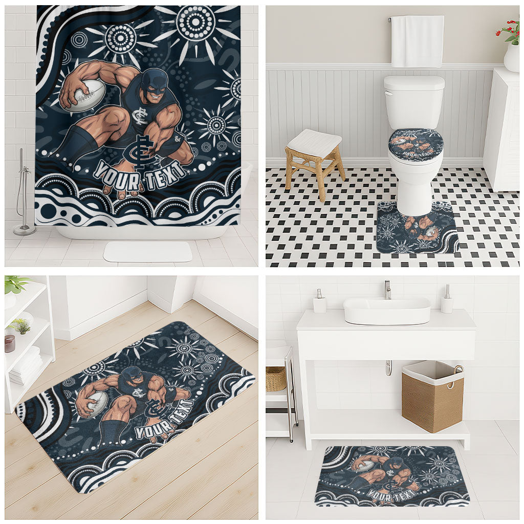 Personalized Carlton Blues Rugby Bathroom Set Aboriginal Dot Art - Dreamtime Football Mascot