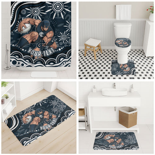 Personalized Carlton Blues Rugby Bathroom Set Aboriginal Dot Art - Dreamtime Football Mascot