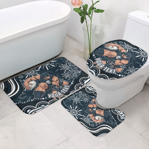 Personalized Carlton Blues Rugby Bathroom Set Aboriginal Dot Art - Dreamtime Football Mascot