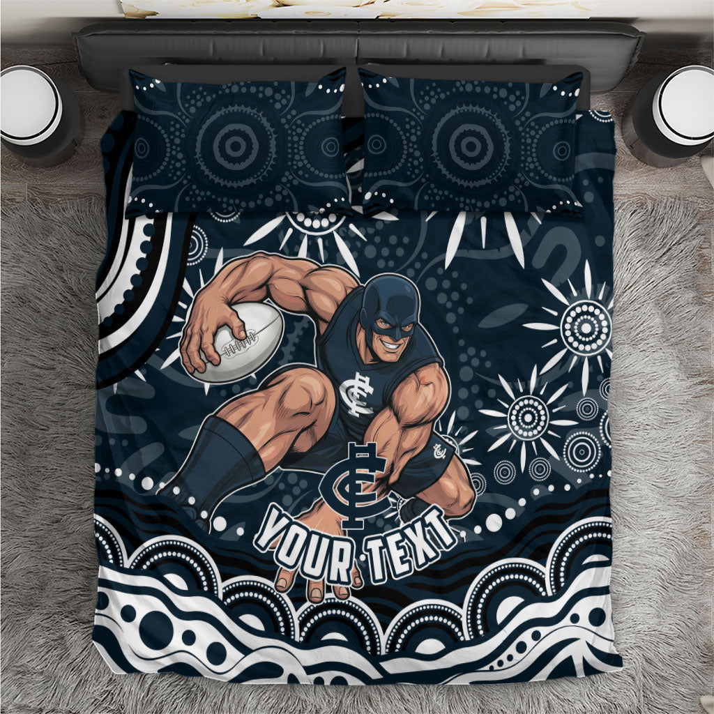 Personalized Carlton Blues Rugby Bedding Set Aboriginal Dot Art - Dreamtime Football Mascot