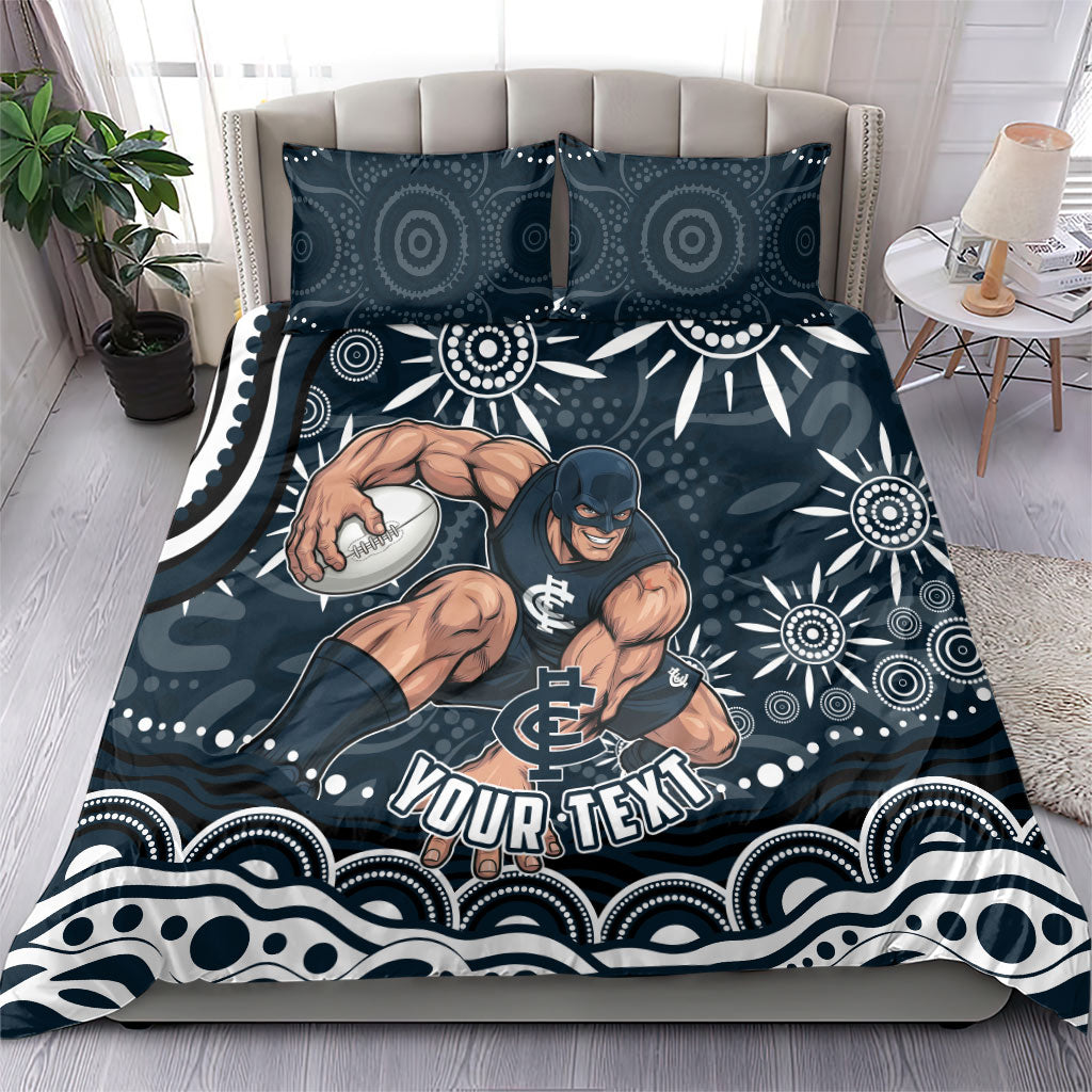 Personalized Carlton Blues Rugby Bedding Set Aboriginal Dot Art - Dreamtime Football Mascot