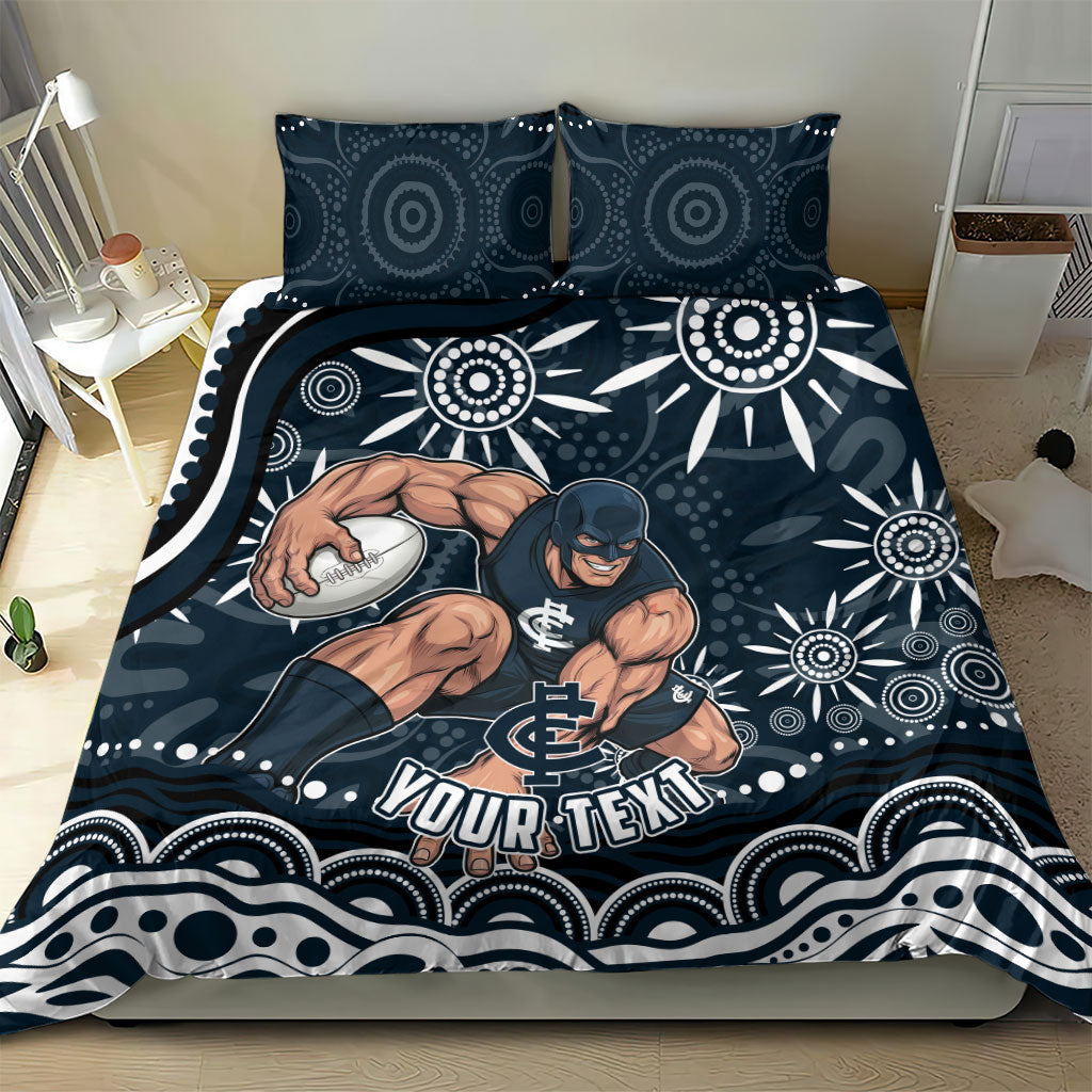 Personalized Carlton Blues Rugby Bedding Set Aboriginal Dot Art - Dreamtime Football Mascot