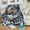 Personalized Carlton Blues Rugby Blanket Aboriginal Dot Art - Dreamtime Football Mascot