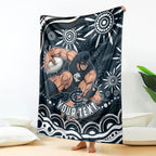 Personalized Carlton Blues Rugby Blanket Aboriginal Dot Art - Dreamtime Football Mascot
