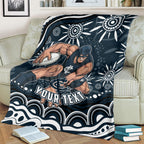 Personalized Carlton Blues Rugby Blanket Aboriginal Dot Art - Dreamtime Football Mascot