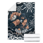 Personalized Carlton Blues Rugby Blanket Aboriginal Dot Art - Dreamtime Football Mascot