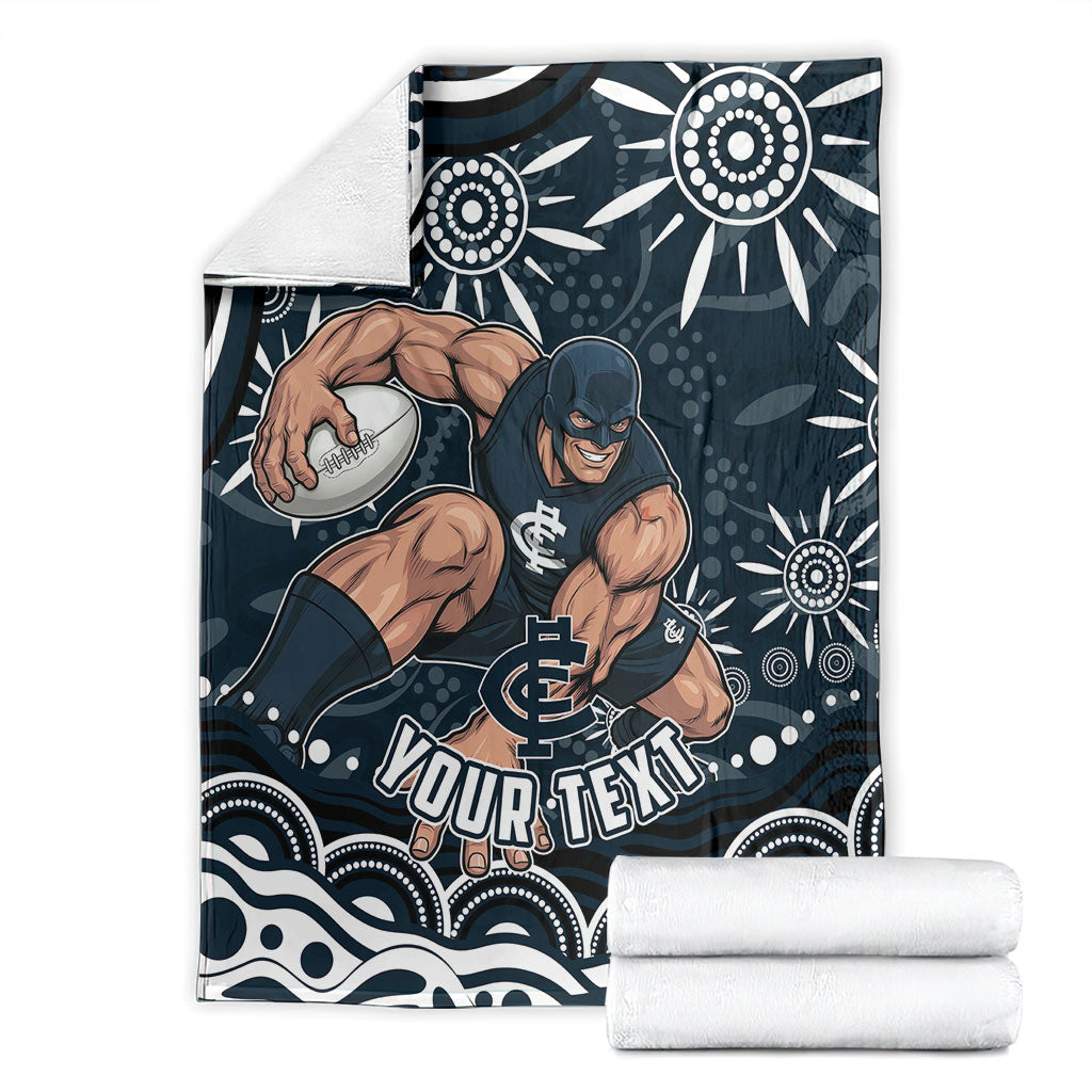 Personalized Carlton Blues Rugby Blanket Aboriginal Dot Art - Dreamtime Football Mascot