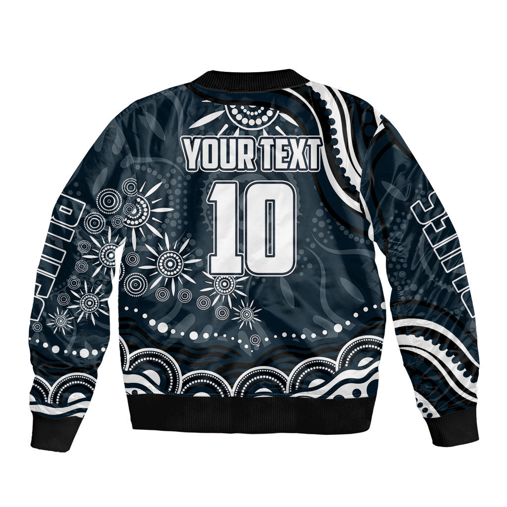 Personalized Carlton Blues Rugby Bomber Jacket Aboriginal Dot Art - Dreamtime Football Mascot