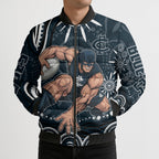 Personalized Carlton Blues Rugby Bomber Puffer Jacket Aboriginal Dot Art - Dreamtime Football Mascot