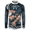 Personalized Carlton Blues Rugby Button Sweatshirt Aboriginal Dot Art - Dreamtime Football Mascot