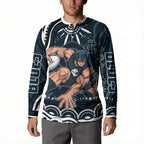 Personalized Carlton Blues Rugby Button Sweatshirt Aboriginal Dot Art - Dreamtime Football Mascot