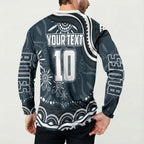 Personalized Carlton Blues Rugby Button Sweatshirt Aboriginal Dot Art - Dreamtime Football Mascot