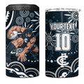 Personalized Carlton Blues Rugby 4 in 1 Can Cooler Tumbler Aboriginal Dot Art - Dreamtime Football Mascot