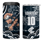 Personalized Carlton Blues Rugby 4 in 1 Can Cooler Tumbler Aboriginal Dot Art - Dreamtime Football Mascot