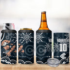 Personalized Carlton Blues Rugby 4 in 1 Can Cooler Tumbler Aboriginal Dot Art - Dreamtime Football Mascot
