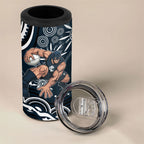 Personalized Carlton Blues Rugby 4 in 1 Can Cooler Tumbler Aboriginal Dot Art - Dreamtime Football Mascot