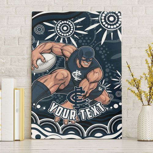 Personalized Carlton Blues Rugby Canvas Wall Art Aboriginal Dot Art - Dreamtime Football Mascot