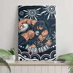 Personalized Carlton Blues Rugby Canvas Wall Art Aboriginal Dot Art - Dreamtime Football Mascot