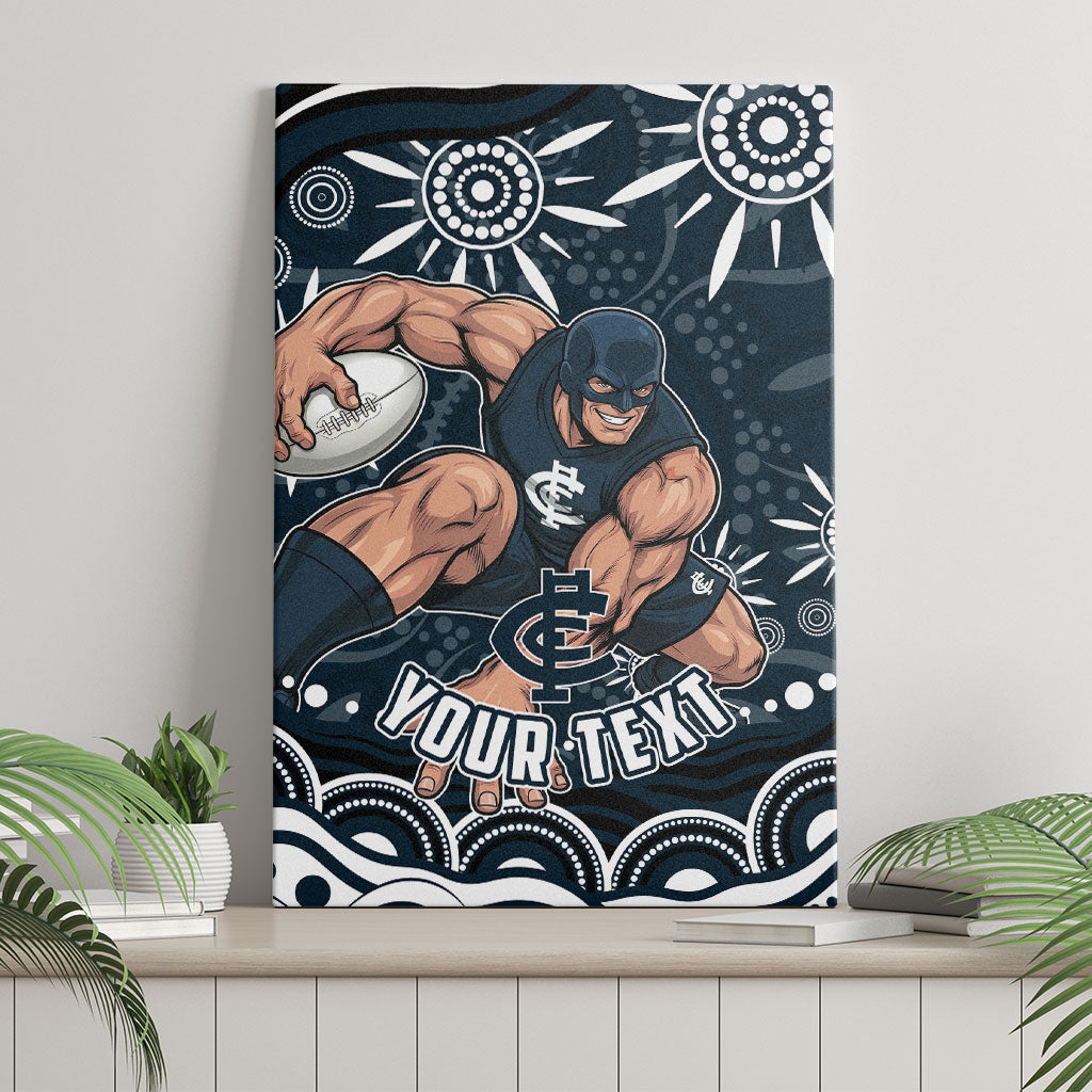 Personalized Carlton Blues Rugby Canvas Wall Art Aboriginal Dot Art - Dreamtime Football Mascot