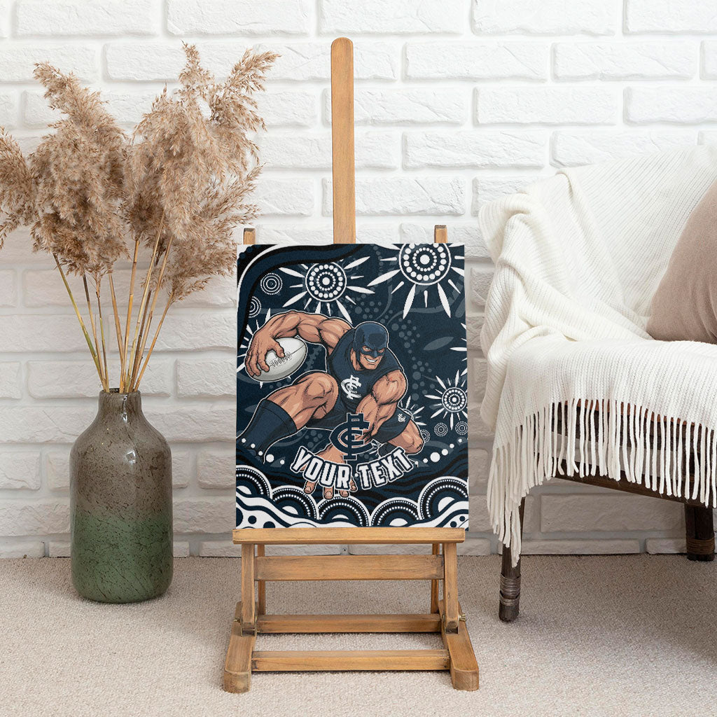 Personalized Carlton Blues Rugby Canvas Wall Art Aboriginal Dot Art - Dreamtime Football Mascot