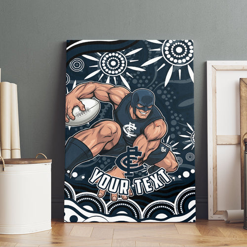 Personalized Carlton Blues Rugby Canvas Wall Art Aboriginal Dot Art - Dreamtime Football Mascot