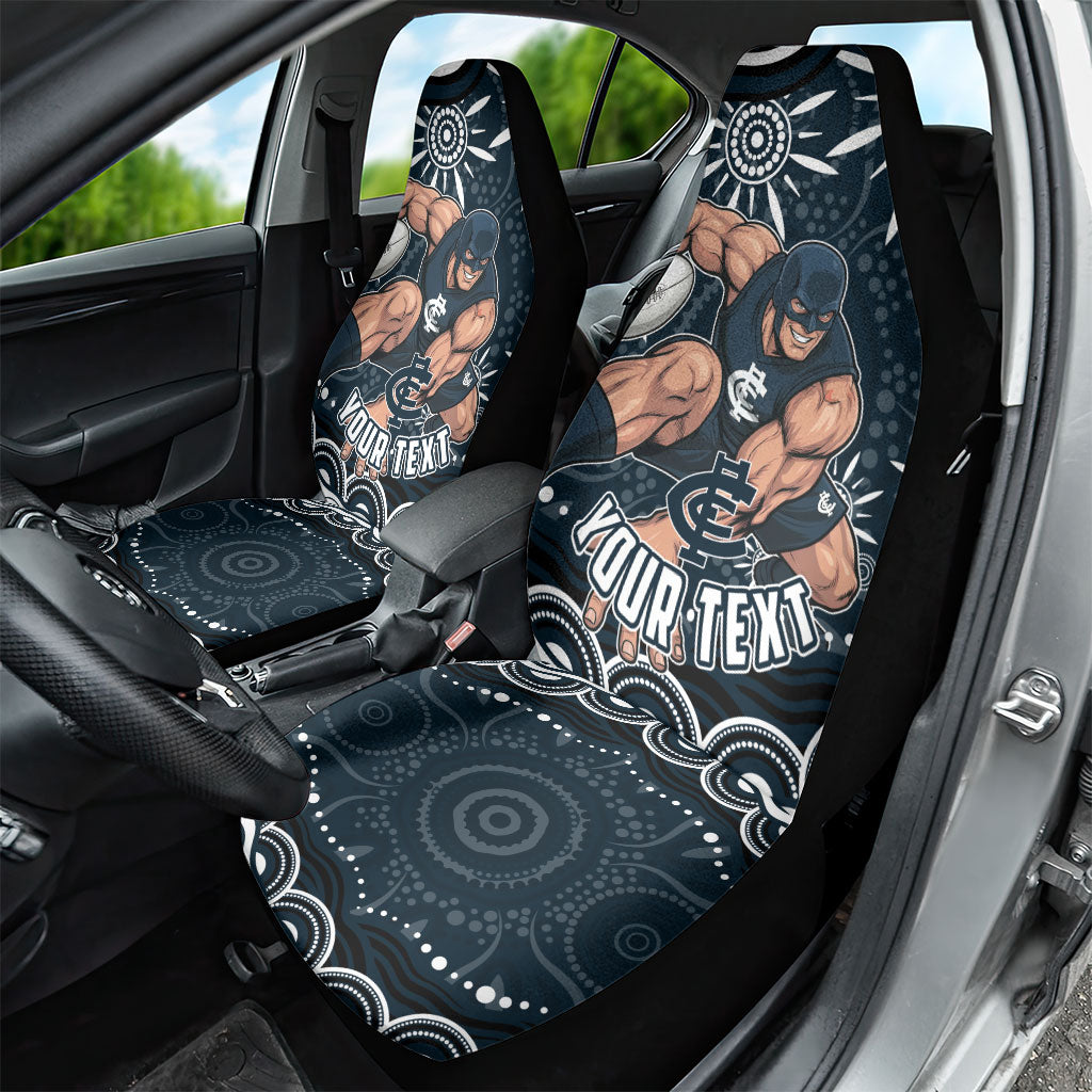 Personalized Carlton Blues Rugby Car Seat Cover Aboriginal Dot Art - Dreamtime Football Mascot