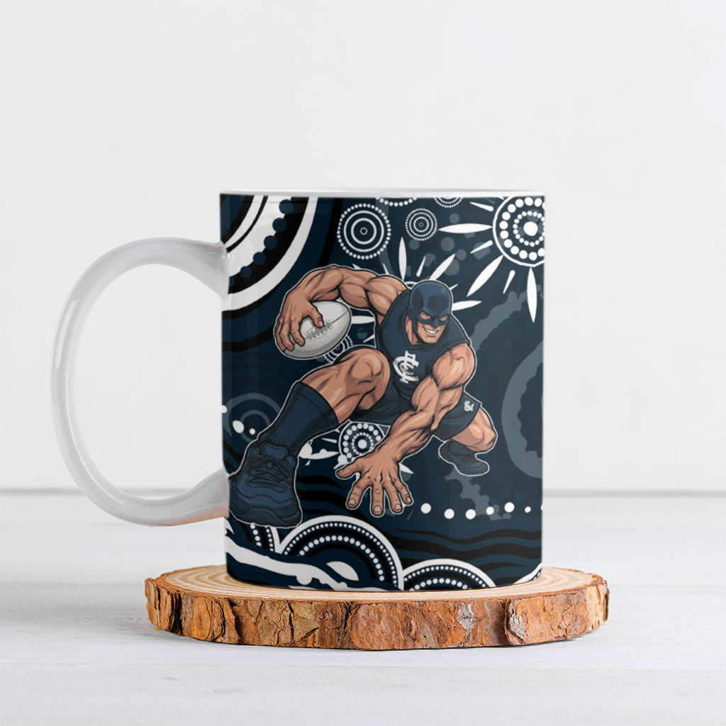 Personalized Carlton Blues Rugby Ceramic Mug Aboriginal Dot Art - Dreamtime Football Mascot