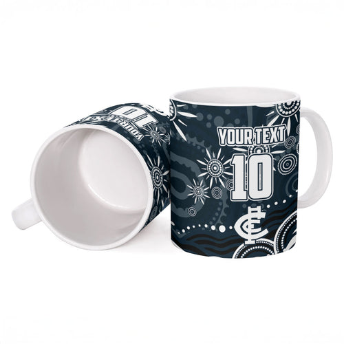 Personalized Carlton Blues Rugby Ceramic Mug Aboriginal Dot Art - Dreamtime Football Mascot