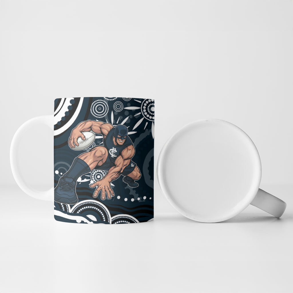 Personalized Carlton Blues Rugby Ceramic Mug Aboriginal Dot Art - Dreamtime Football Mascot