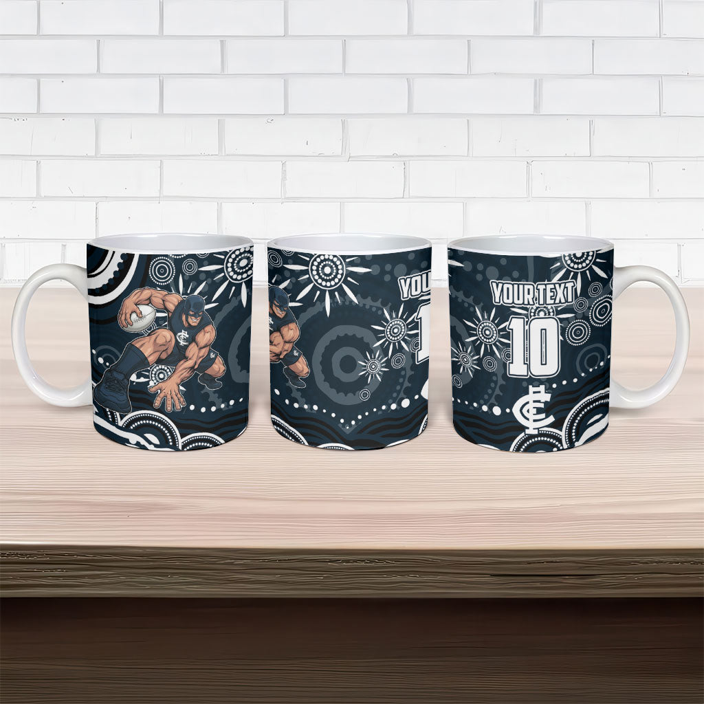 Personalized Carlton Blues Rugby Ceramic Mug Aboriginal Dot Art - Dreamtime Football Mascot
