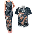 Personalized Carlton Blues Rugby Couples Matching Tank Maxi Dress and Hawaiian Shirt Aboriginal Dot Art - Dreamtime Football Mascot