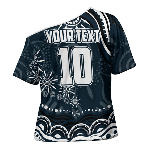 Personalized Carlton Blues Rugby Cross Shoulder Shirt Aboriginal Dot Art - Dreamtime Football Mascot
