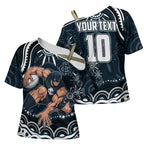 Personalized Carlton Blues Rugby Cross Shoulder Shirt Aboriginal Dot Art - Dreamtime Football Mascot