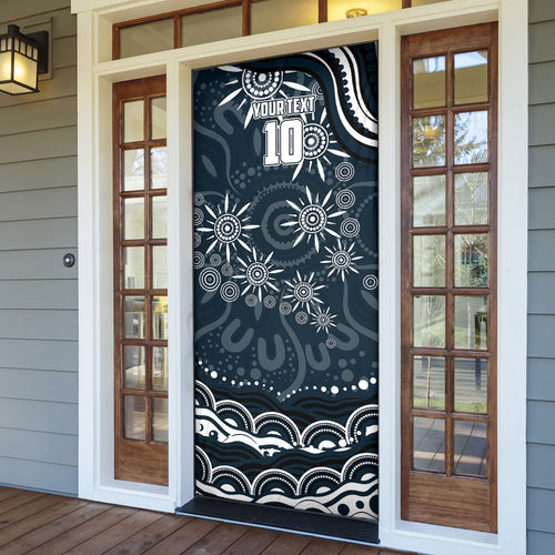 Personalized Carlton Blues Rugby Door Cover Aboriginal Dot Art - Dreamtime Football Mascot