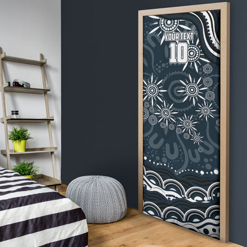 Personalized Carlton Blues Rugby Door Cover Aboriginal Dot Art - Dreamtime Football Mascot