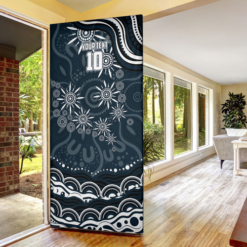 Personalized Carlton Blues Rugby Door Cover Aboriginal Dot Art - Dreamtime Football Mascot